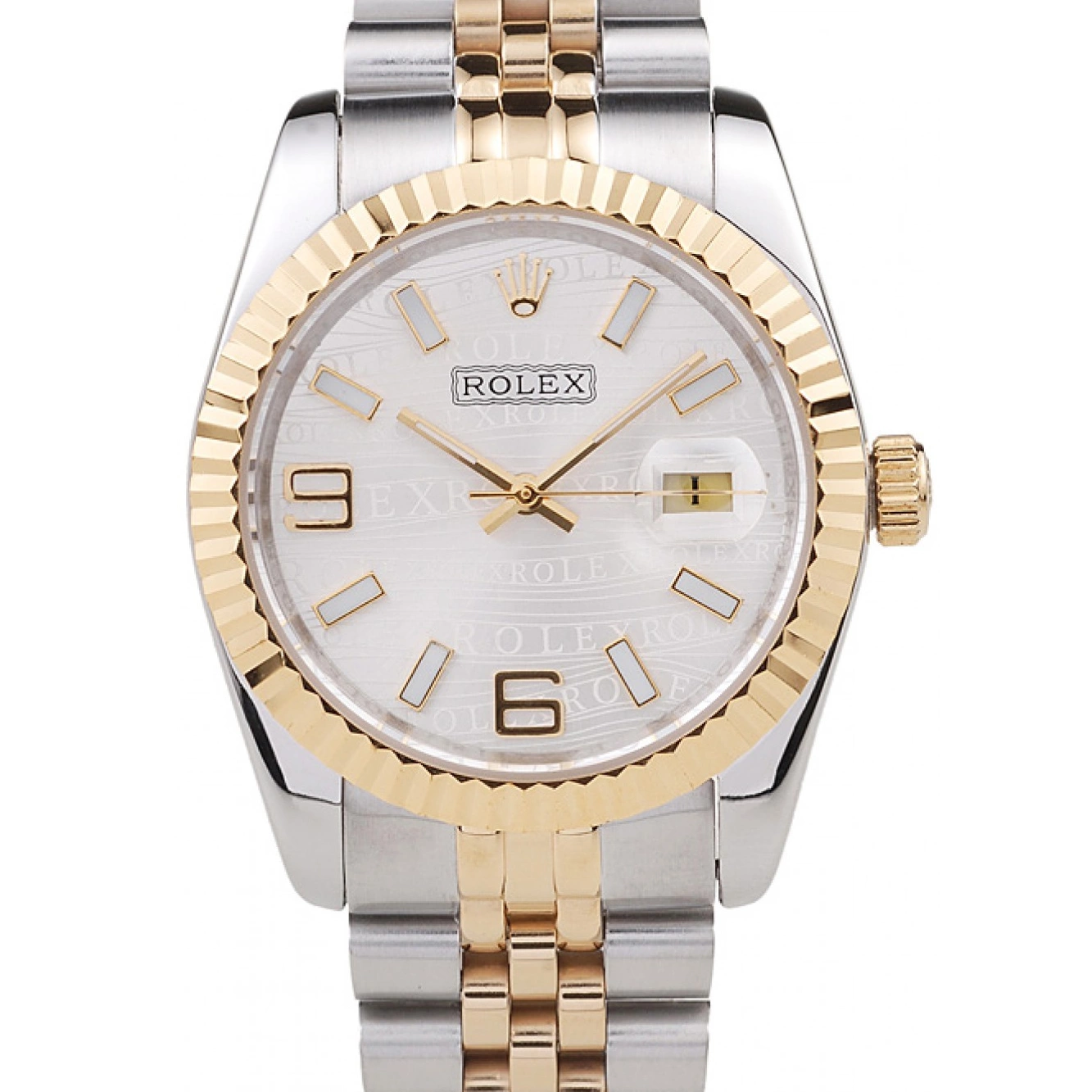 Plated Gold Two Dial Rolex Silver 18k Steel 98084 Tone Stainless DateJust 0816